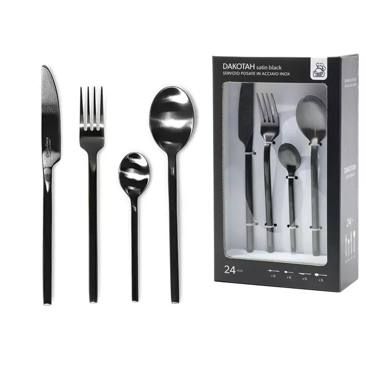 Σετ Μαχαιροπήρουνα DAKOTAH Σατέν Μαύρο Inox 24Τμχ