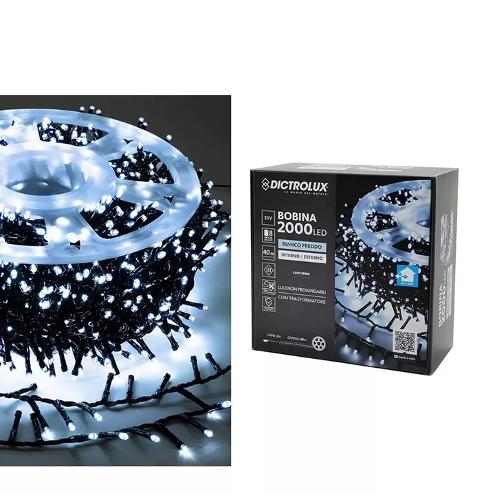 2000 LED Εσωτ. & Εξωτ. Χώρου Με 8 Προγράμματα Και Μετασχηματιστή Ψυχρό Λευκό Φως Πράσινο Καλώδιο Μη Επεκτεινόμενο IP44 3