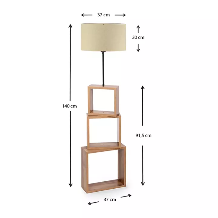 Φωτιστικό δαπέδου Claude Megapap Mdf/fabric Pvc χρώμα καφέ/μπεζ 37x20x140εκ.