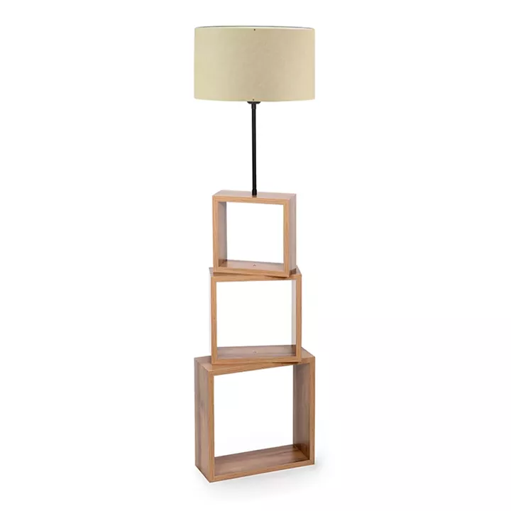 Φωτιστικό δαπέδου Claude Megapap Mdf/fabric Pvc χρώμα καφέ/μπεζ 37x20x140εκ.