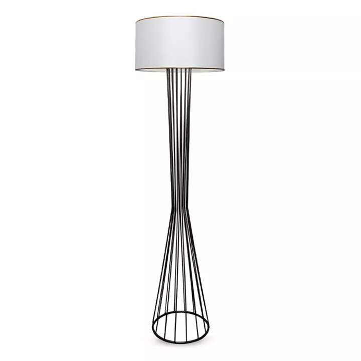 Φωτιστικό δαπέδου Clarke Megapap μέταλλο/ύφασμα χρώμα μαύρο/λευκό 38x21x155εκ.