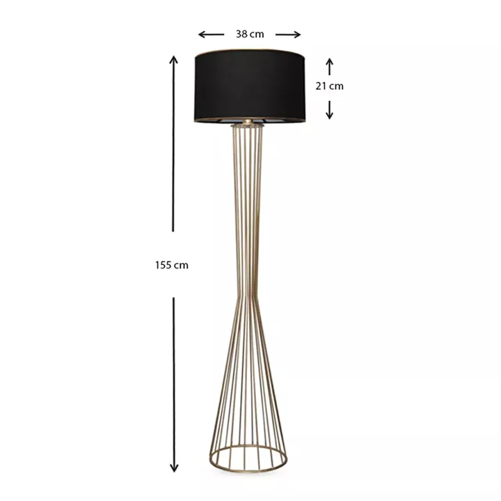 Φωτιστικό δαπέδου Clarke Megapap μέταλλο/ύφασμα χρώμα χρυσό/μαύρο 38x21x155εκ.