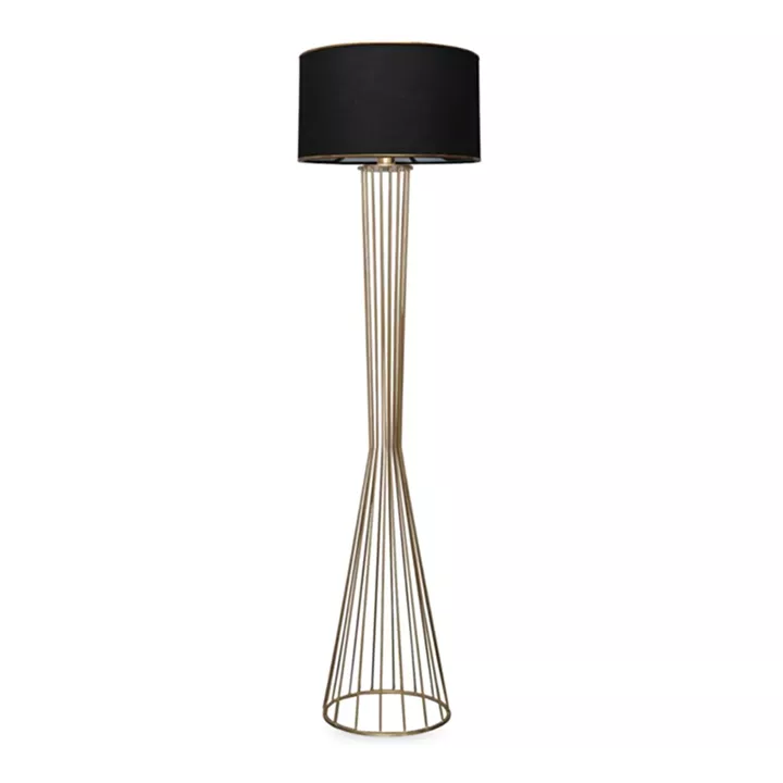 Φωτιστικό δαπέδου Clarke Megapap μέταλλο/ύφασμα χρώμα χρυσό/μαύρο 38x21x155εκ.