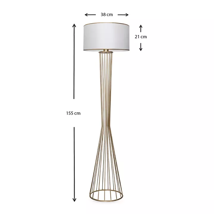 Φωτιστικό δαπέδου Clarke Megapap μέταλλο/ύφασμα χρώμα χρυσό/λευκό 38x21x155εκ.
