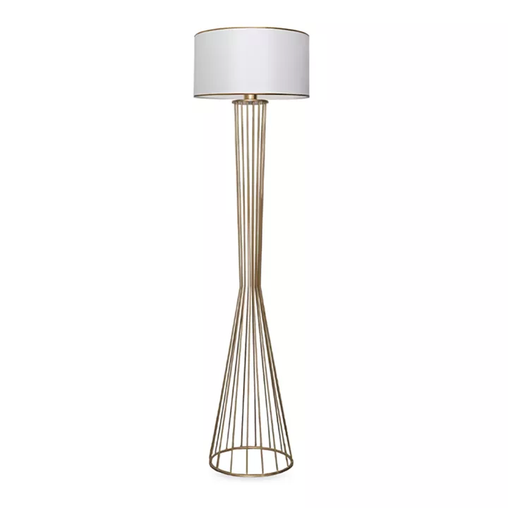 Φωτιστικό δαπέδου Clarke Megapap μέταλλο/ύφασμα χρώμα χρυσό/λευκό 38x21x155εκ.