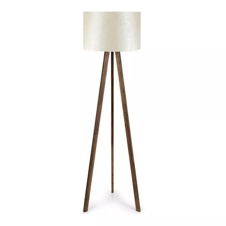 Φωτιστικό δαπέδου Rosling Megapap Mdf/ύφασμα Pvc χρώμα καρυδί/μπεζ 38x21x140εκ.