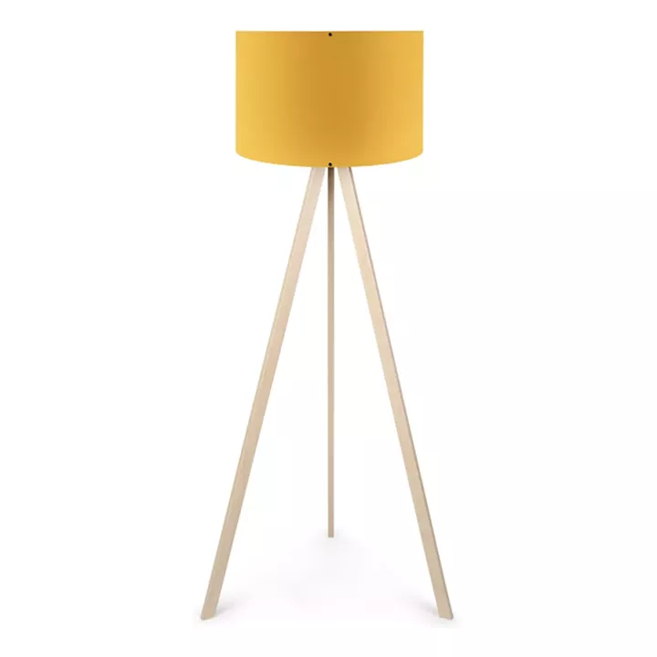 Φωτιστικό δαπέδου Rosling Megapap Mdf/ύφασμα Pvc χρώμα φυσικό/κροκί 38x21x140εκ.