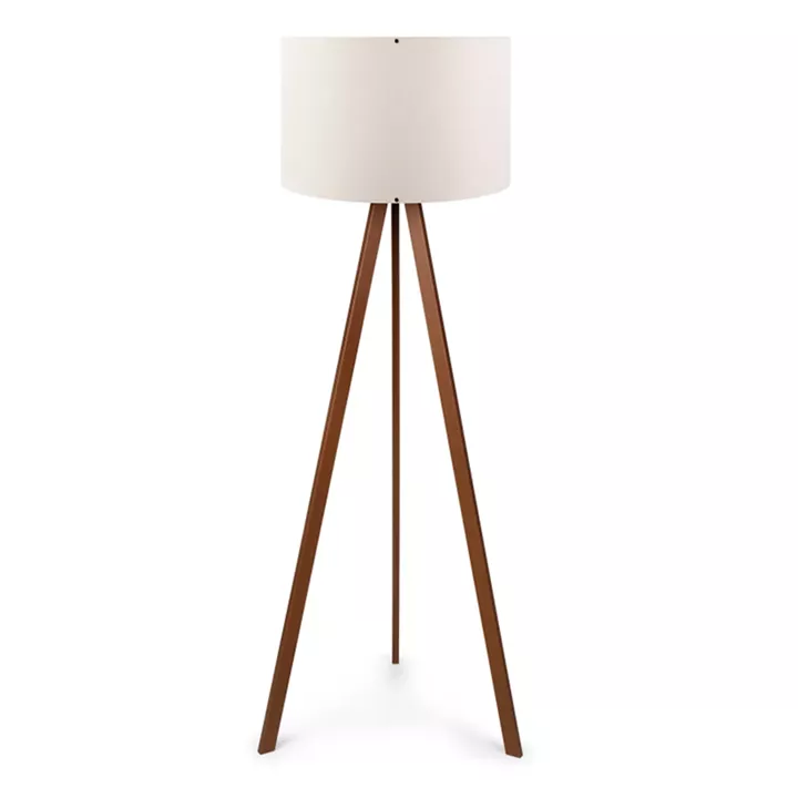 Φωτιστικό δαπέδου Rosling Megapap Mdf/ύφασμα Pvc χρώμα καρυδί/μπεζ 38x21x140εκ.