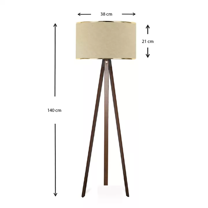 Φωτιστικό δαπέδου Rosling Megapap Mdf/ύφασμα Pvc χρώμα καρυδί/μπεζ 38x21x140εκ.