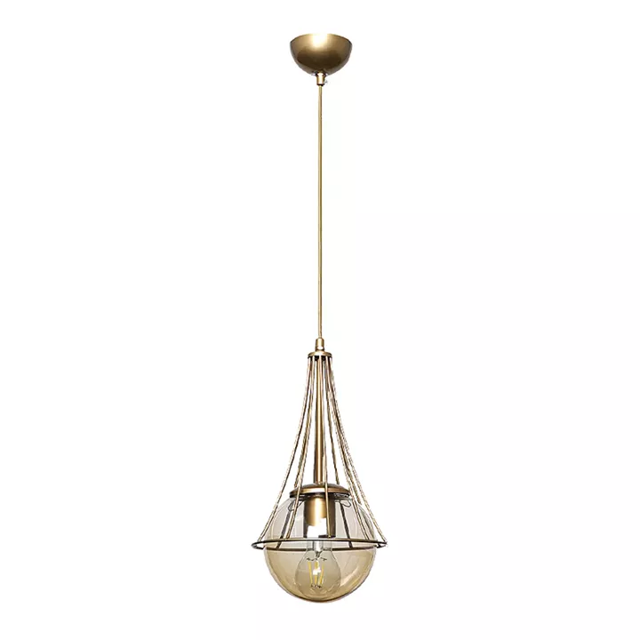 Φωτιστικό οροφής Chavi Megapap E27 μεταλλικό μονόφωτο χρώμα χρυσό 18x18x75εκ.