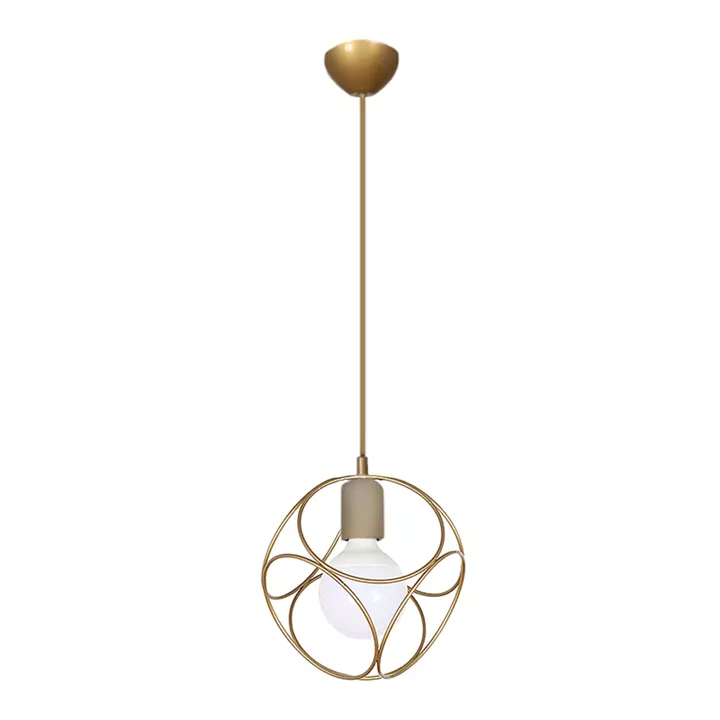 Φωτιστικό οροφής Lusita Megapap E27 μεταλλικό μονόφωτο χρώμα χρυσό 20x20x70εκ.