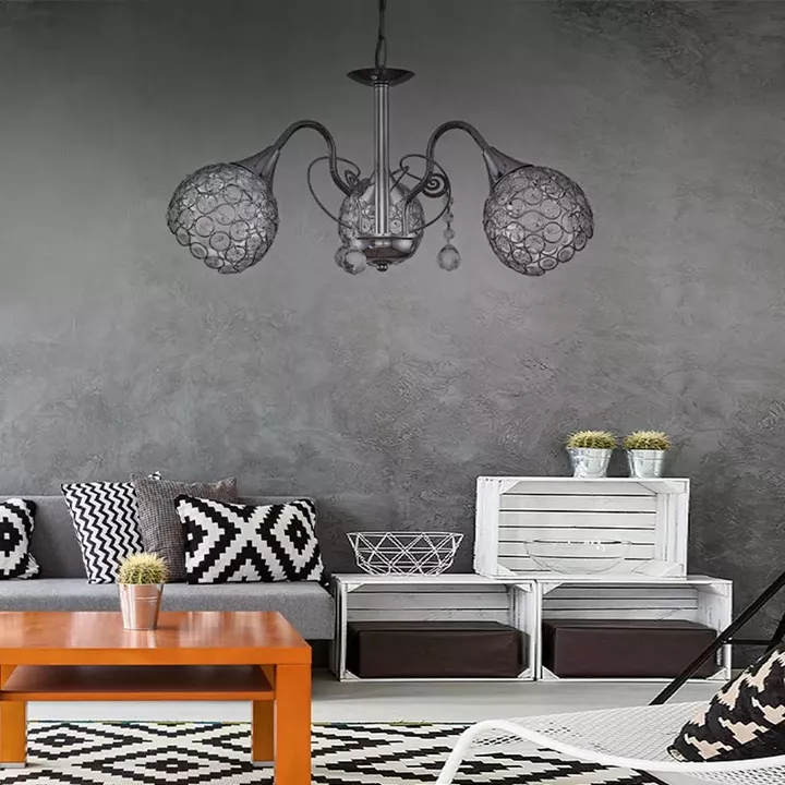 Φωτιστικό οροφής Dagobert Megapap E27 μεταλλικό τρίφωτο χρώμα ασημί 53x53x61εκ.