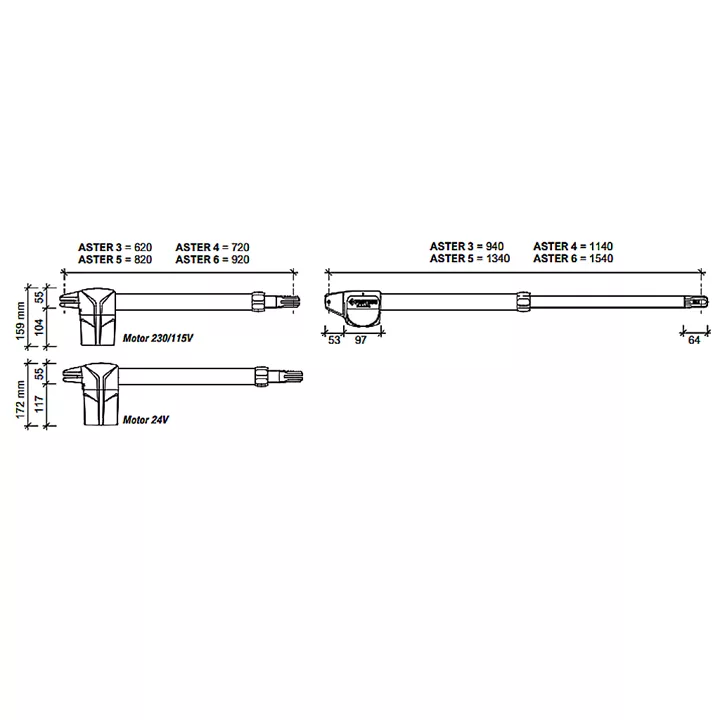 PROTECO Aster 5 | Μοτέρ δίφυλλης ανοιγόμενης γκαραζόπορτας με 1 χειριστήριο