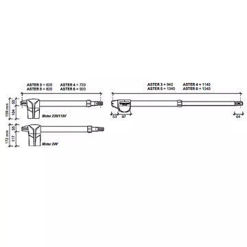 PROTECO Aster 5 μοτέρ δίφυλλης ανοιγόμενης γκαραζόπορτας, διαστάσεις, VBstore