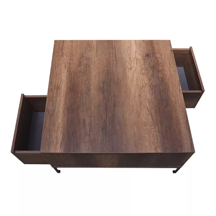 Τραπεζάκι σαλονιού Slide Megapap από μελαμίνη χρώμα καρυδί 90x90x42εκ.