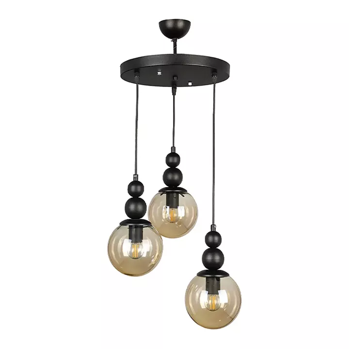 Φωτιστικό οροφής Latona Megapap E27 μεταλλικό τρίφωτο χρώμα μαύρο 30x30x85εκ.