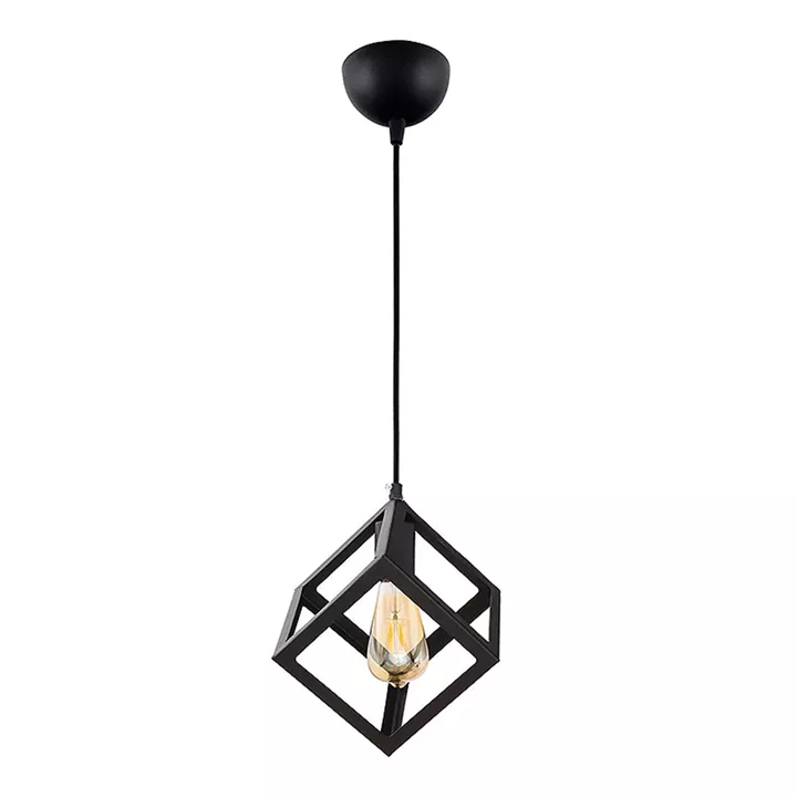 Φωτιστικό οροφής Thora Megapap E27 μεταλλικό μονόφωτο χρώμα μαύρο 22x22x70εκ.