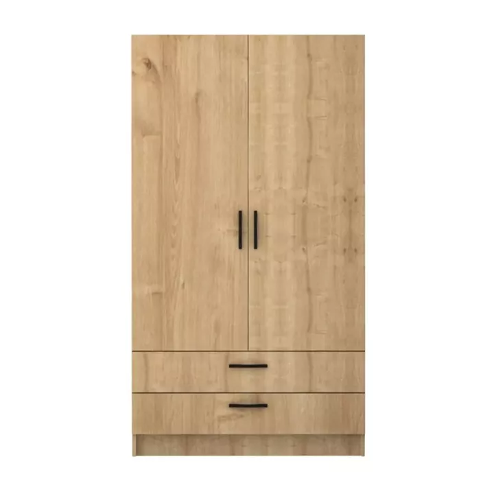 Ντουλάπα ρούχων Victoria Megapap δίφυλλη με συρτάρια χρώμα φυσικό οξιάς 100x60x181εκ.