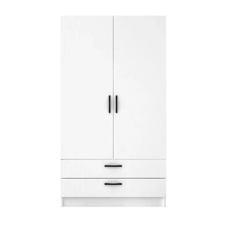 Ντουλάπα ρούχων Victoria Megapap δίφυλλη με συρτάρια χρώμα λευκό 100x60x181εκ.