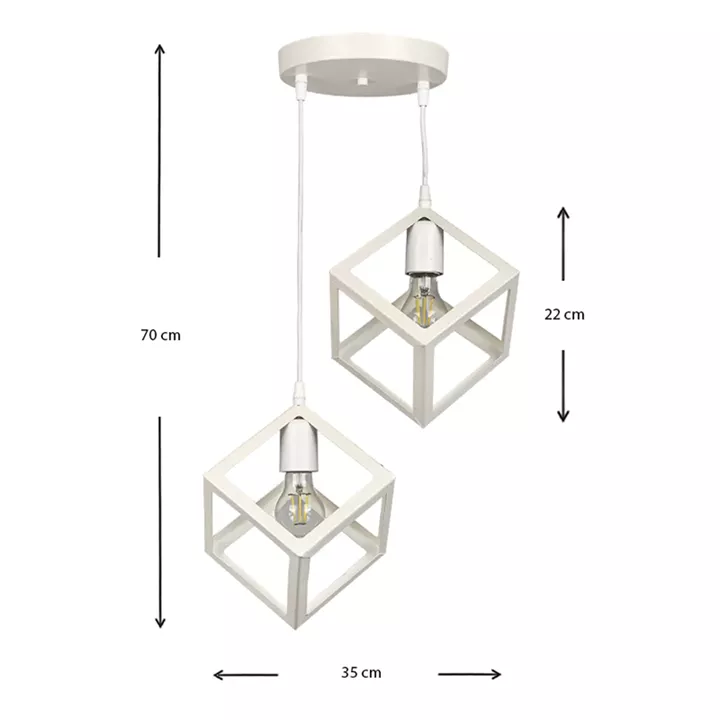 Φωτιστικό οροφής Thora Megapap E27 μεταλλικό δίφωτο χρώμα λευκό 22x22x70εκ.
