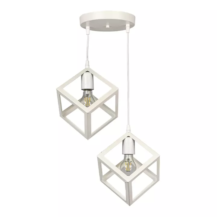 Φωτιστικό οροφής Thora Megapap E27 μεταλλικό δίφωτο χρώμα λευκό 22x22x70εκ.