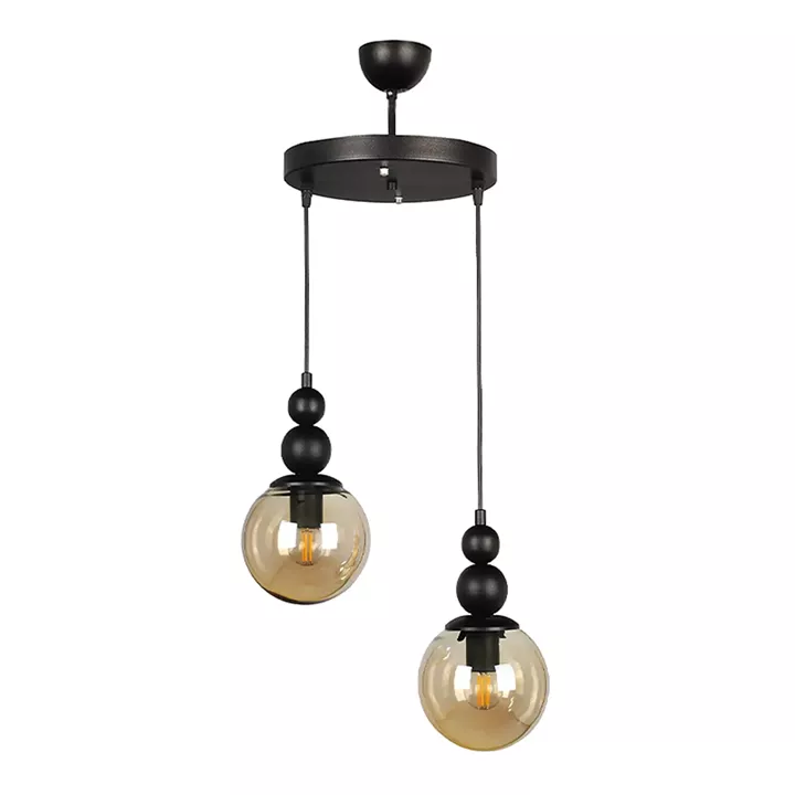 Φωτιστικό οροφής Latona Megapap E27 μεταλλικό δίφωτο χρώμα μαύρο 25x25x80εκ.