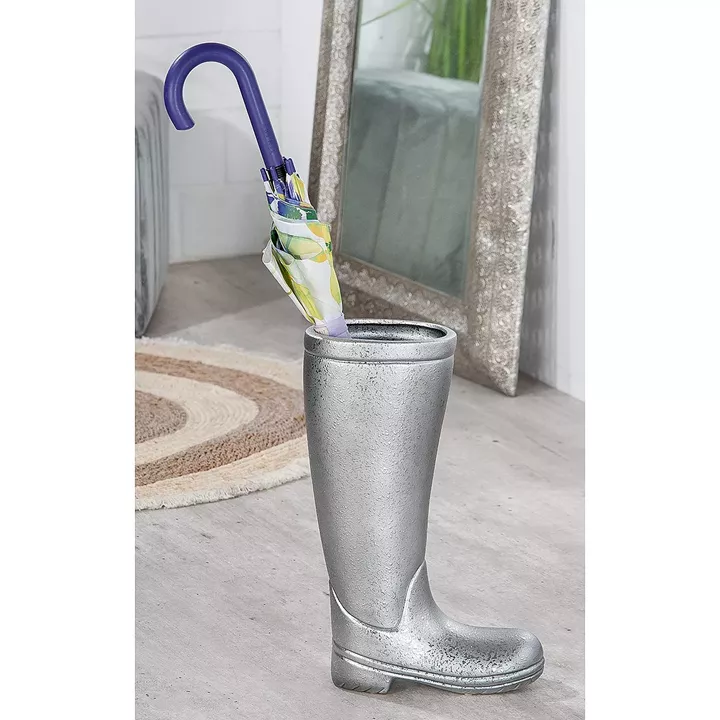 Ομπρελοθήκη ArteLibre Μπότα Ασημί Κεραμικό 11x26x45cm