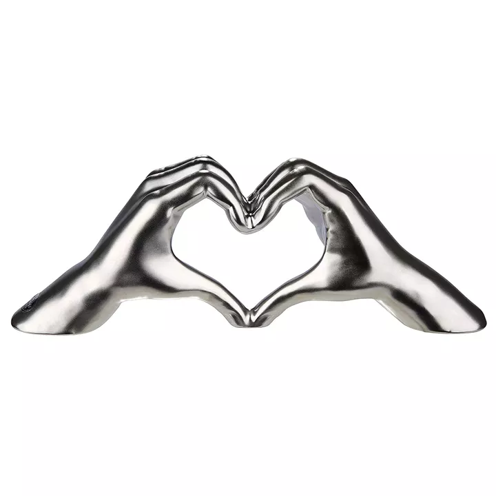 Διακοσμητικό ArteLibre Χέρια Σχηματίζουν Καρδιά Ασημί Κεραμικό 7x31x11cm