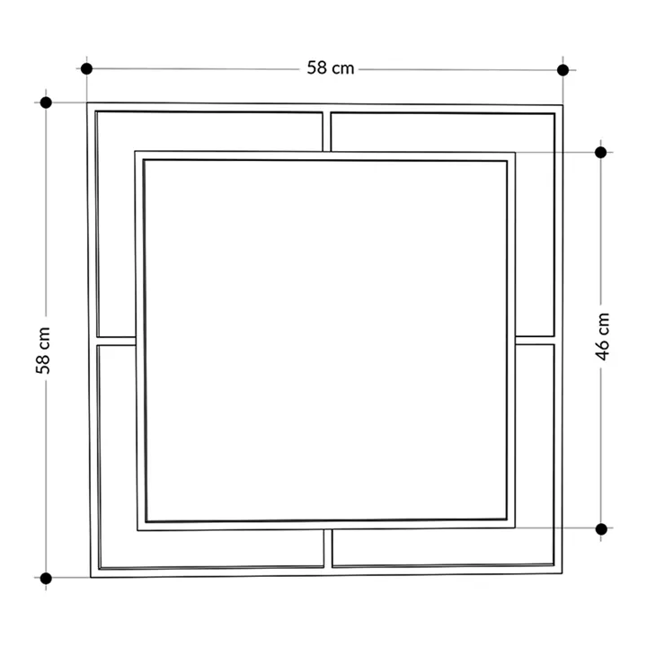 Καθρέφτης τοίχου Corner Megapap αλουμινίου χρώμα μαύρο 58,6x2x58,6εκ.