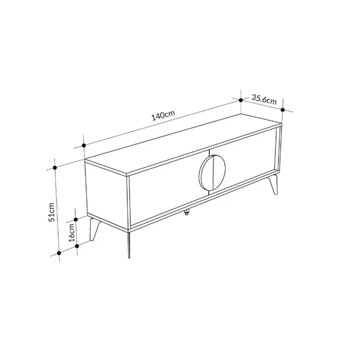 Έπιπλο τηλεόρασης Gora Megapap χρώμα sapphire oak - λευκό 140x35,6x51εκ.
