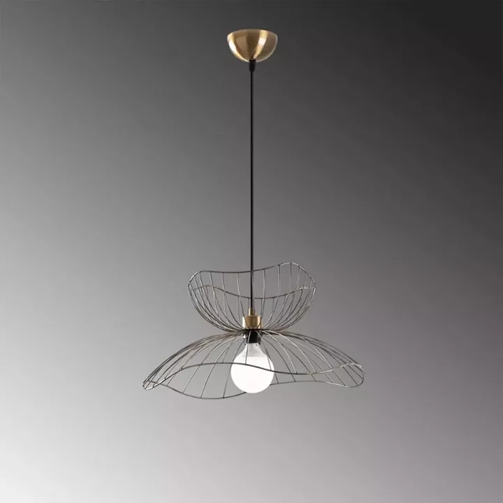 Φωτιστικό οροφής Farac Megapap E27 μεταλλικό μονόφωτο χρώμα χρυσό vintage Ø50x31/111εκ.