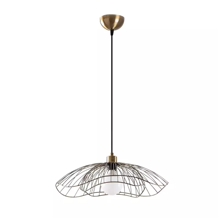 Φωτιστικό οροφής Farac Megapap E27 μεταλλικό μονόφωτο χρώμα χρυσό vintage Ø50x31/111εκ.