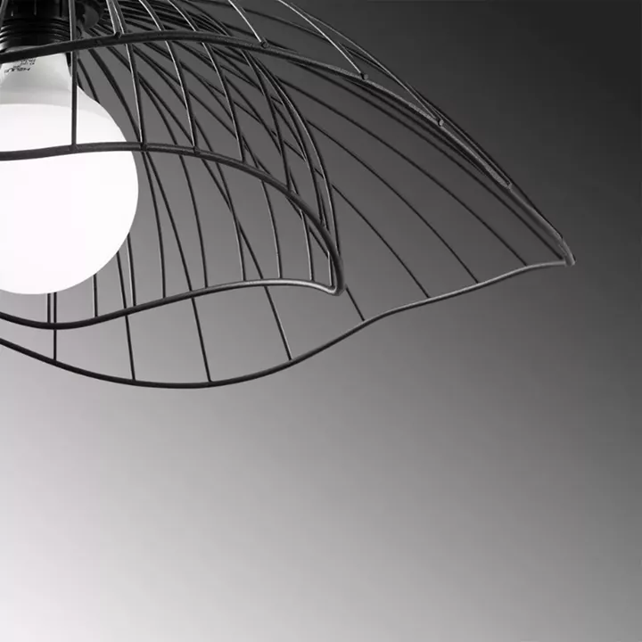 Φωτιστικό οροφής Farac Megapap E27 μεταλλικό μονόφωτο χρώμα μαύρο Ø50x31/111εκ.