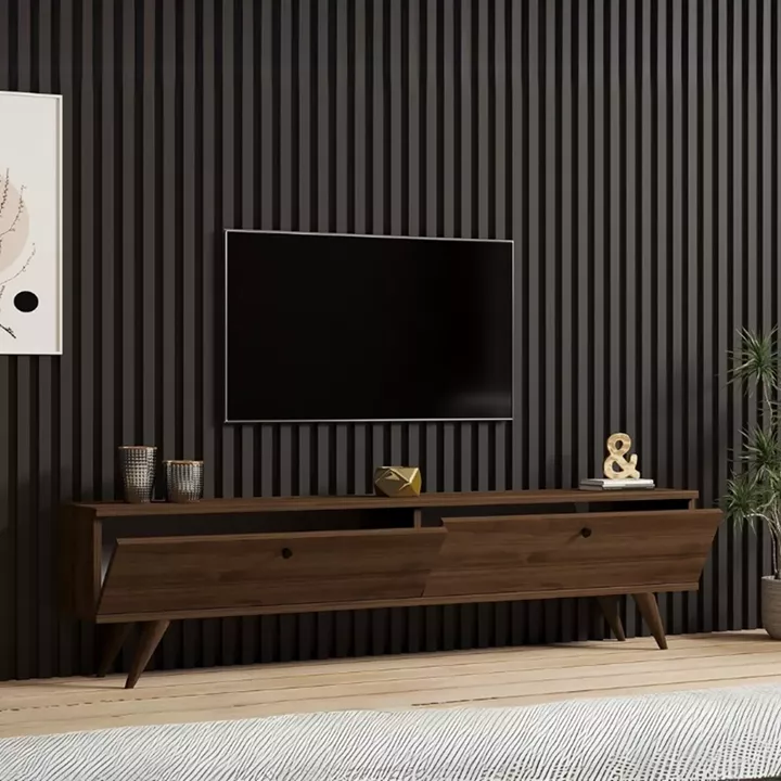 Έπιπλο τηλεόρασης Paris Megapap χρώμα καρυδί 160x25x35εκ.