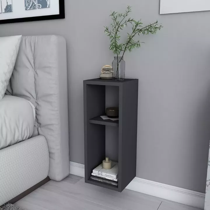 Κομοδίνο επιτοίχιο Sault Megapap χρώμα ανθρακί 23,2x22x59,6εκ.