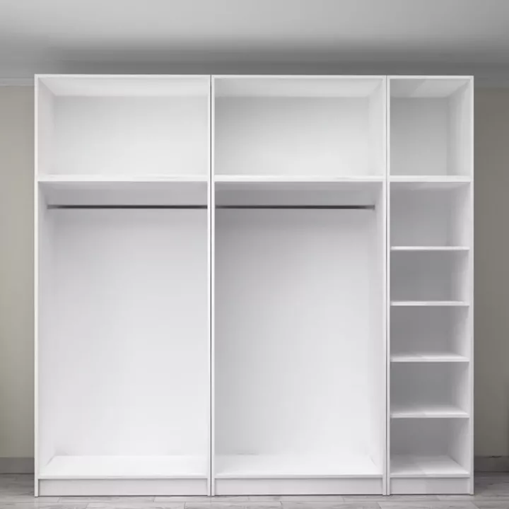 Ντουλάπα ρούχων Victoria Megapap πεντάφυλλη με πατάρι χρώμα λευκό 250x60x240εκ.