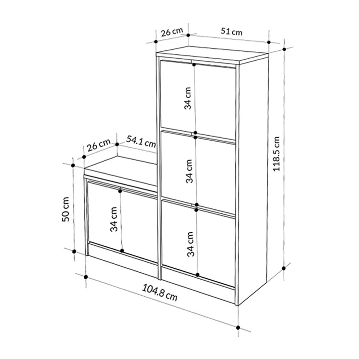 Παπουτσοθήκη μελαμίνης Dude Megapap χρώμα μαύρο 104,8x26x118,5εκ.