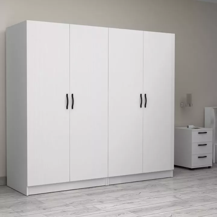 Ντουλάπα ρούχων Victoria Megapap τετράφυλλη χρώμα λευκό 200x60x181εκ.