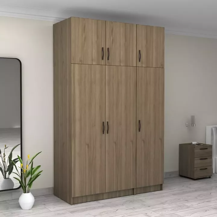 Ντουλάπα ρούχων Victoria Megapap τρίφυλλη με πατάρι χρώμα καρυδί 150x60x240εκ.