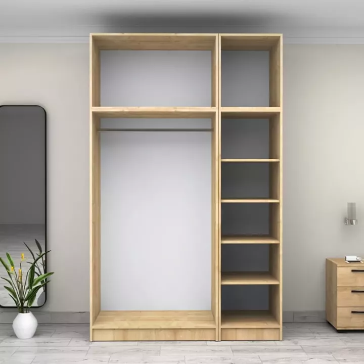 Ντουλάπα ρούχων Victoria Megapap τρίφυλλη με πατάρι χρώμα φυσικό οξιάς 150x60x240εκ.