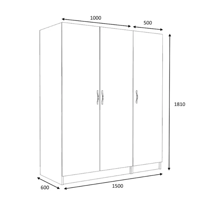 Ντουλάπα ρούχων Victoria Megapap τρίφυλλη χρώμα καρυδί 150x60x181εκ.