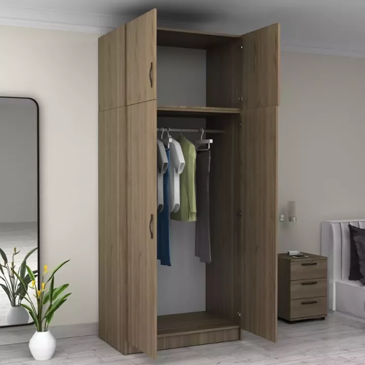 Ντουλάπα ρούχων Victoria Megapap δίφυλλη με πατάρι χρώμα καρυδί 100x60x240εκ.
