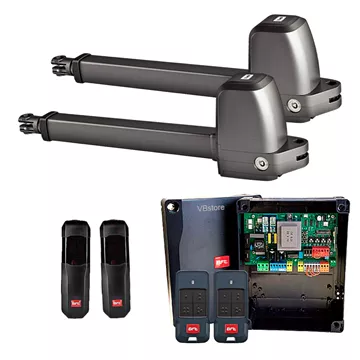 BFT ATHOS AC A40 230V σετ δίφυλλης έως 4 m 400 kg με ALENA SW2, 2 τηλεχειριστήρια, φωτοκύτταρα, IP54, VBstore