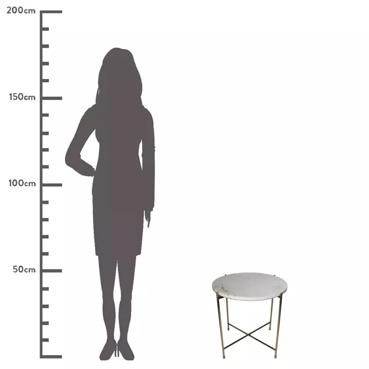 Τραπεζάκι ArteLibre Λευκό Μάρμαρο/Μέταλλο 40x40x40cm