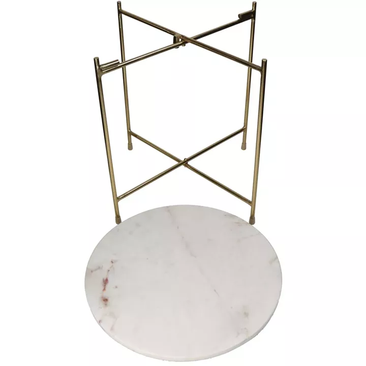Τραπεζάκι ArteLibre Λευκό Μάρμαρο/Μέταλλο 40x40x40cm