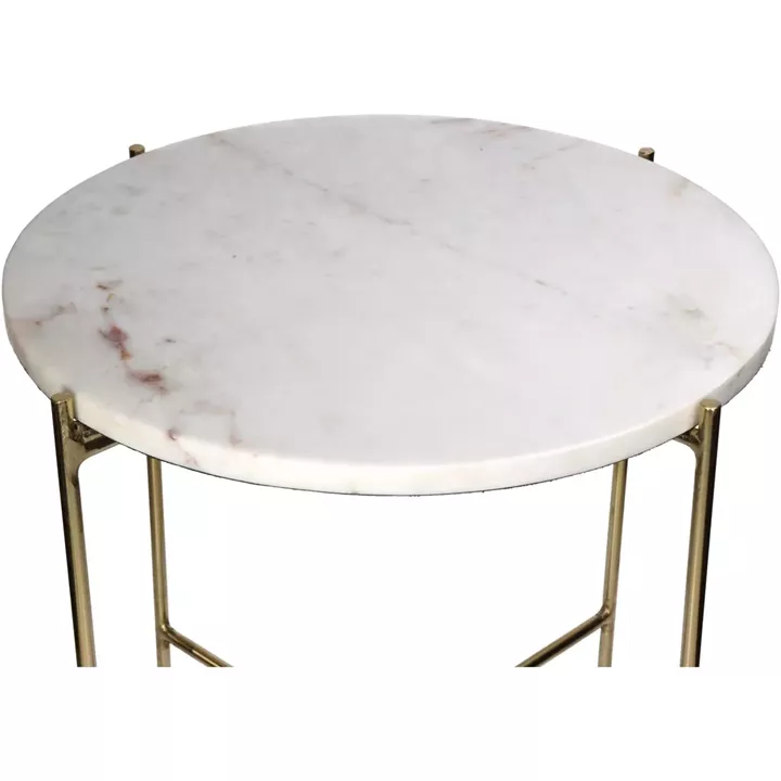 Τραπεζάκι ArteLibre Λευκό Μάρμαρο/Μέταλλο 40x40x40cm