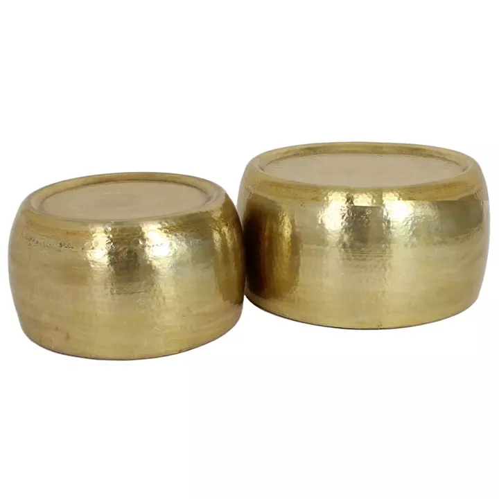 Τραπεζάκι-Κασπώ ArteLibre Χρυσό Μέταλλο 59x59x29.5cm Σετ 2Τμχ