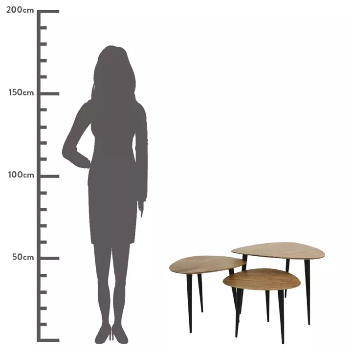 Τραπεζάκι ArteLibre Καφέ Ξύλο 65x65x45cm Σετ 3Τμχ