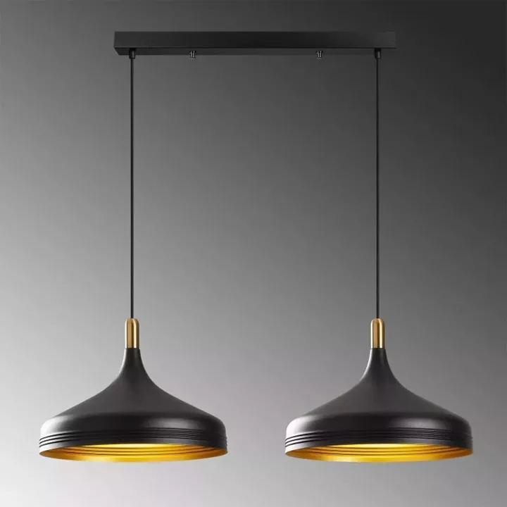 Φωτιστικό οροφής Franko Megapap E27 μεταλλικό δίφωτο χρώμα μαύρο - χρυσό 68x36x132εκ.