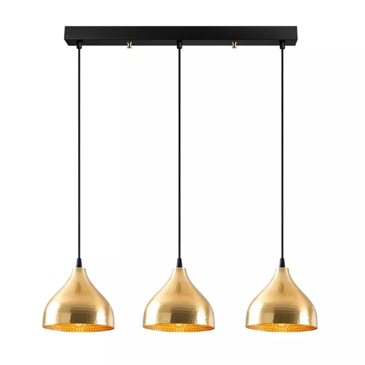 Φωτιστικό οροφής Fida Megapap E27 μεταλλικό τρίφωτο χρώμα χρυσό 68x18x114εκ.